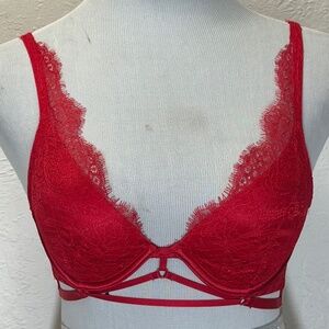 Victoria’s Secret Bra Very Sexy Lightly Lined Plunge Red Women's 32C/C70